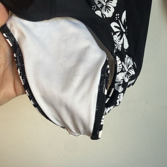 Volcom Medium Coco Hibiscus One Piece Zip Rash Guard Swim Suit Floral Cheeky - Picture 8 of 11